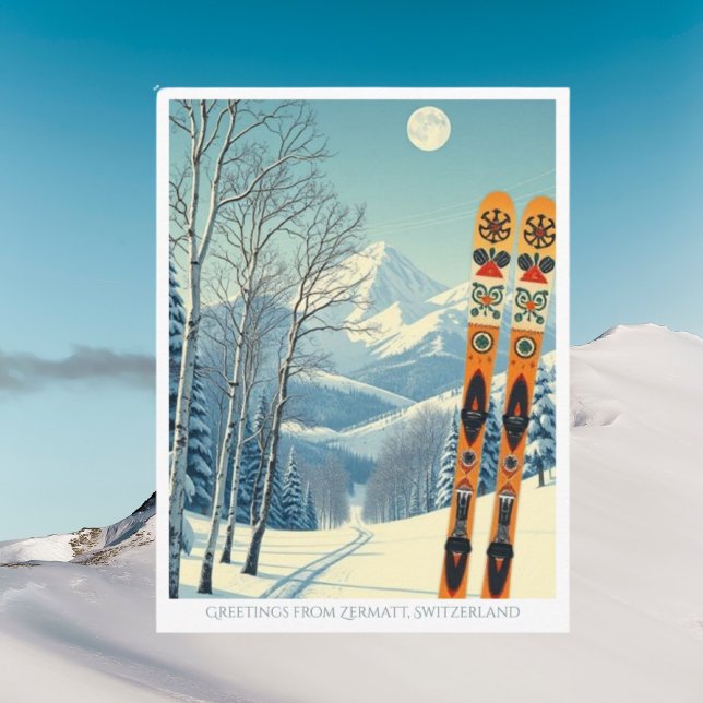 Zermatt Suisse vacances de ski Carte postale (Créateur téléchargé)