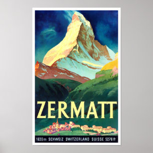 Zermatt Suisse vintage voyage Poster