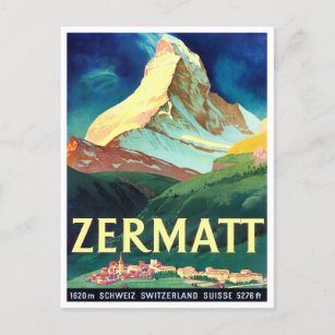 Zermatt Suisse voyage vintage Carte postale