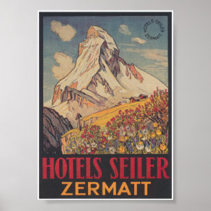 Zermatt Switzerland Matterhorn Vintage Poster