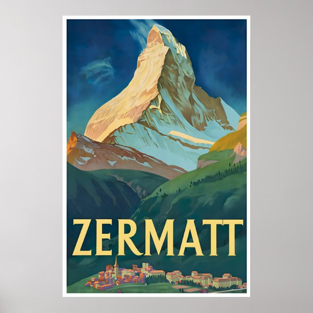 Zermatt Travel Poster Switzerland Art Swiss Print (Devant)