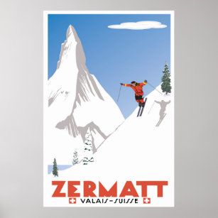 Zermatt, Valais, Suisse, Affiche de ski