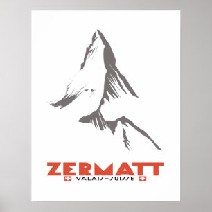 Zermatt, Valais, Suisse, Affiche de ski