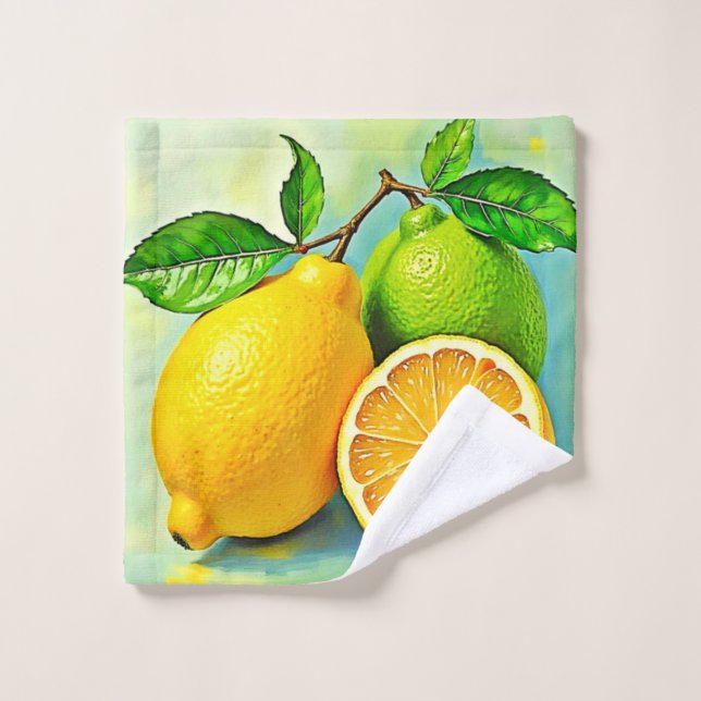 Zesty Citrus Burst Sunshine Design (Gant de toilette)