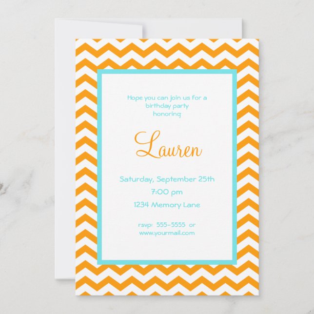 Zig Zag Anniversaire Fête Invitation (Devant)