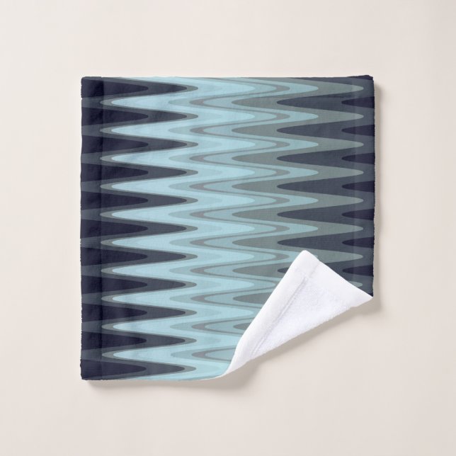 Zig Zag Blue Turquoise gris Motif (Gant de toilette)