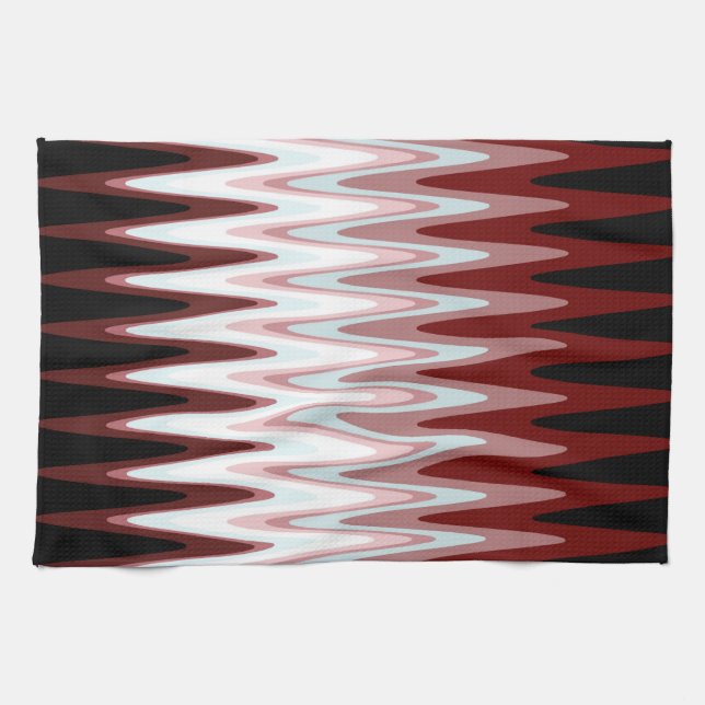 Zig Zag Rouge Blanc Gris Motif Serviette de cuisin (Horizontal)