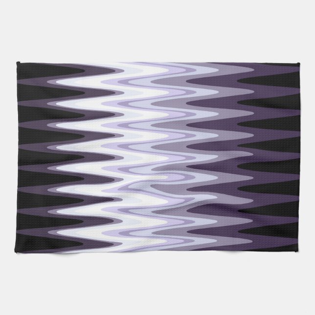 Zig Zag violet blanc gris Motif serviette de cuisi (Horizontal)