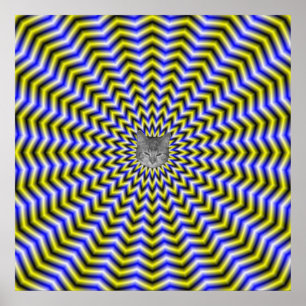Zigzag bleu et jaune Ondes Poster + chat
