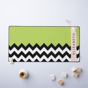 Zigzag noir et blanc, Chevron, Vert, Votre nom