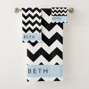 Zigzag noir et blanc, Motif Chevron, Votre nom