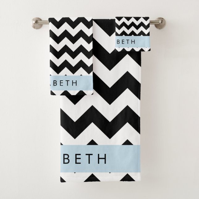 Zigzag noir et blanc, Motif Chevron, Votre nom (En situation)