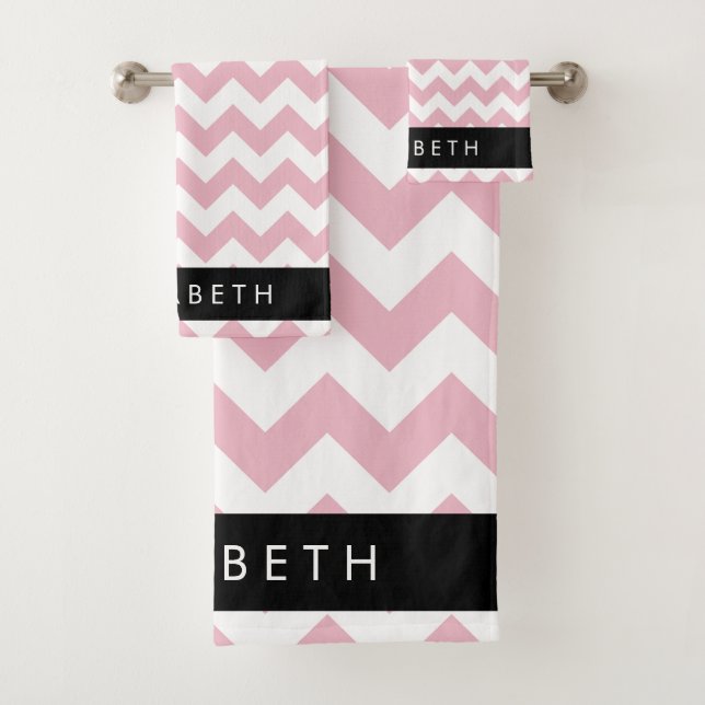 Zigzag Rose, Chevron Rose, Motif Vague, Votre Nom (En situation)