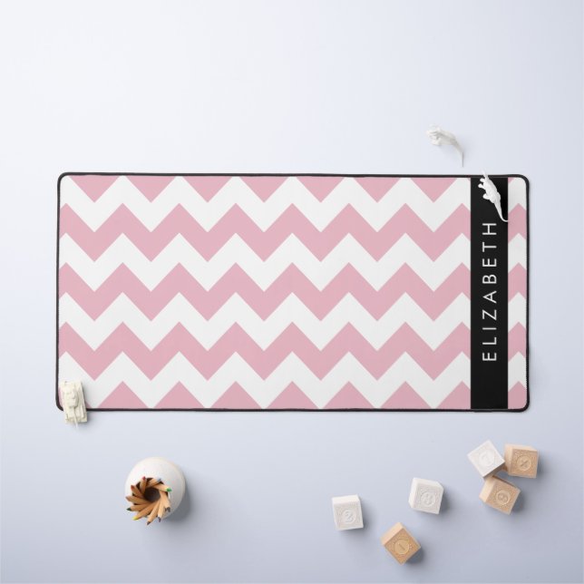 Zigzag Rose, Chevron Rose, Motif Vague, Votre Nom (Tableau pour enfants)