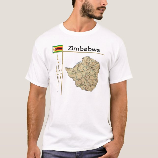 Zimbabwe Map + Drapeau + Titre T-shirt (Devant)