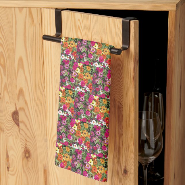 Zinnia Flower Garden Floral Cuisine Serviette (Pliage en tiers)