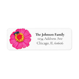 Zinnia rose Floral Retourner l'adresse Étiquettes