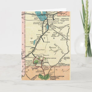 Zion - Grand Canyon Carte Vintage 