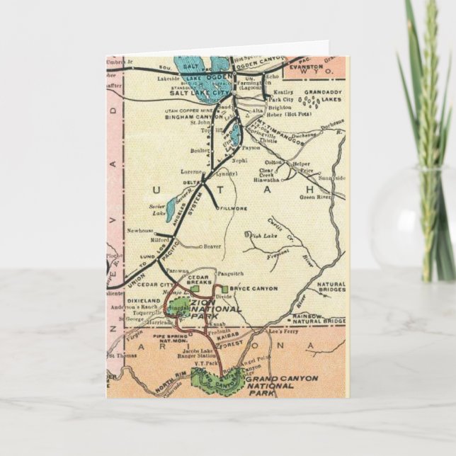 Zion - Grand Canyon Carte Vintage (Devant)