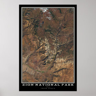 Zion National Park Utah Satellite Poster Carte