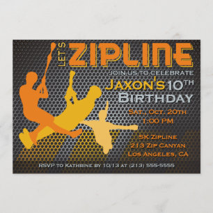 Ziplining Boys Invitation d'anniversaire - Zipline