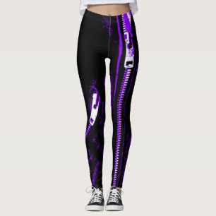 Zips leggings imprimés violets