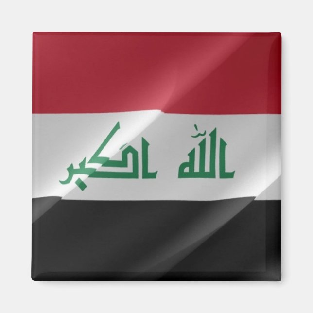 zIQ002 Iraki agitant le DRAPEAU Irak, Aimant frigo (Devant)