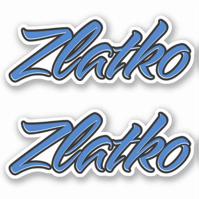 Zlatko Name Blue Autocollant Sticker Stickerset (Devant)