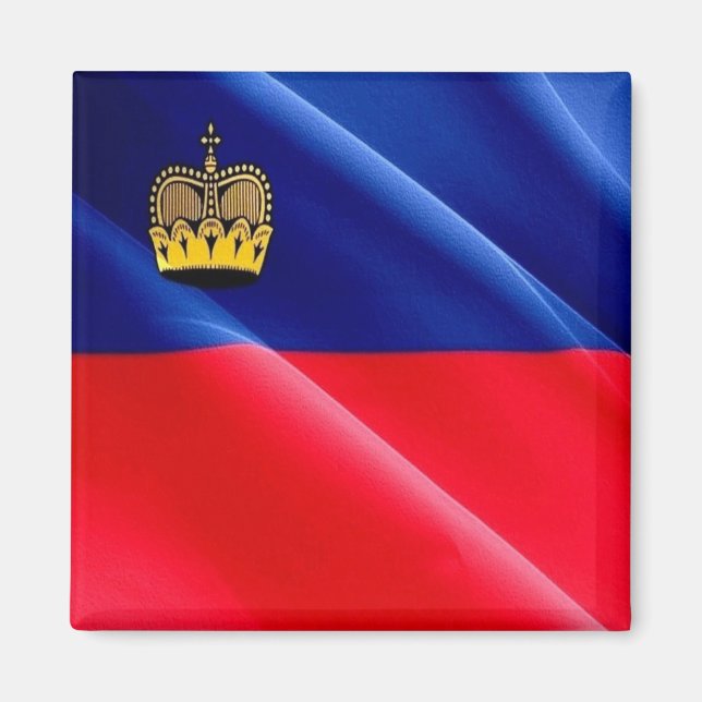 zLI002 LIECHTENSTEIN waving FLAG - Fridge Aimant (Devant)