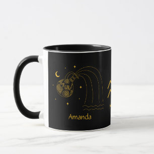 Zodiac Aquarius - Mug Personnalisable Jaune Doré