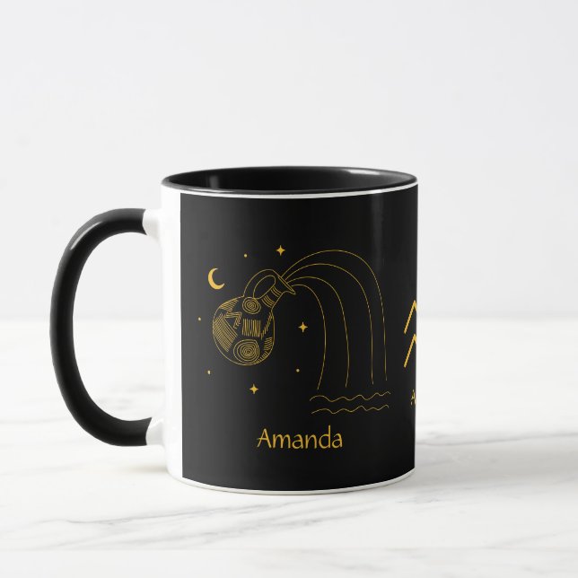 Zodiac Aquarius - Mug Personnalisable Jaune Doré (Gauche)