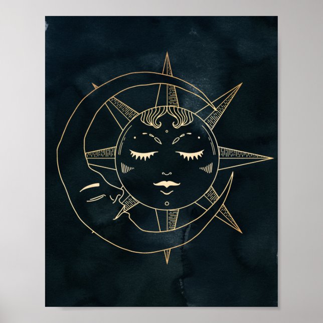 Zodiac, Astrologie, Poster Moon Sun Stars (Devant)