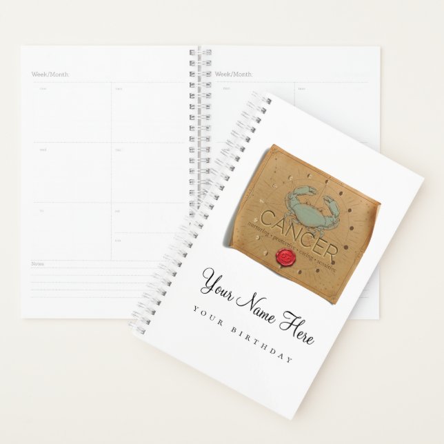 Zodiac - Cancer - Personalized Day Planner (Devant avec enveloppe)