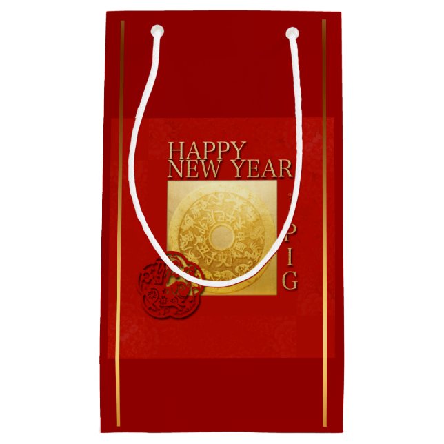 Zodiac Chinois Cochon Nouvel An 2019 Petit sac cad (Devant)