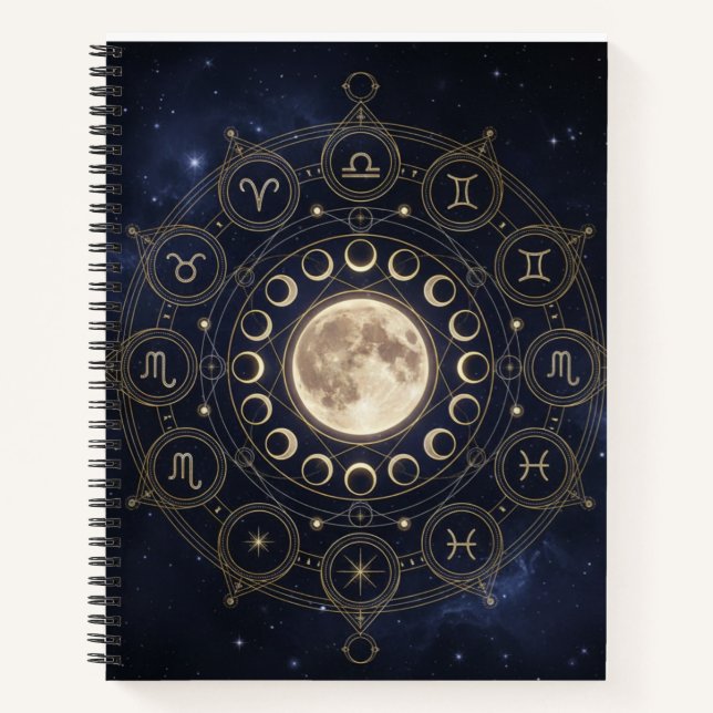Zodiac & Moon Phase Celestial Journal (Devant)