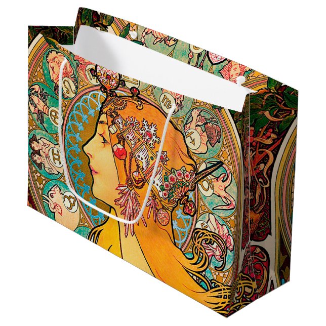 Zodiac, Mucha Grand Sac Cadeau (Devant Angle)