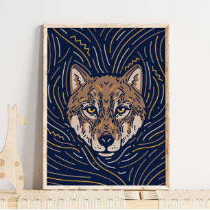 Zodiac Wolf Poster de animal   Impression Wolf