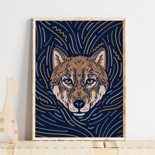 Zodiac Wolf Poster de animal | Impression Wolf