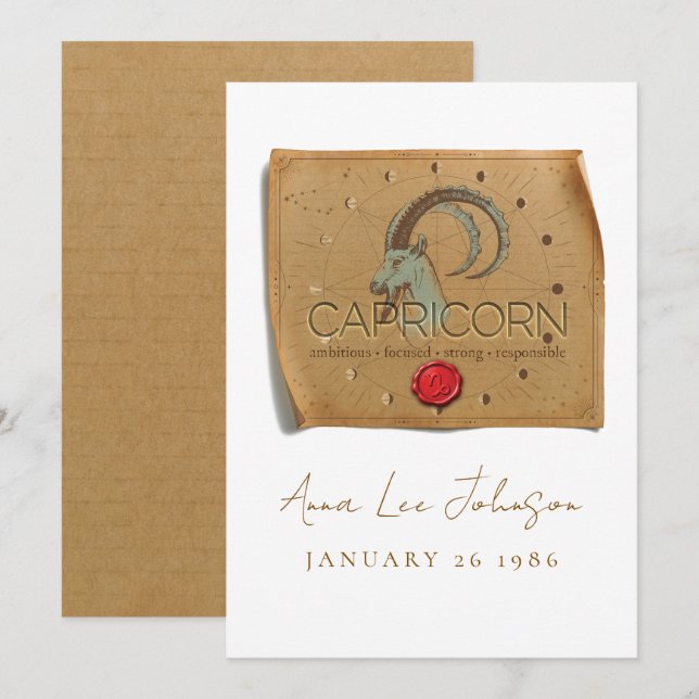 ZODIAQUE - Capricorne - Carte d'anniversaire perso (Devant / Derrière)