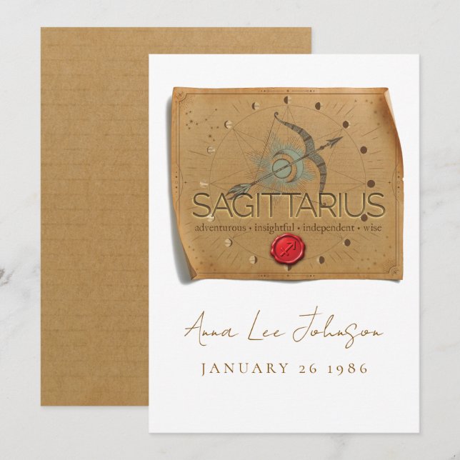 ZODIAQUE - Sagittaire - Carte d'anniversaire perso (Devant / Derrière)