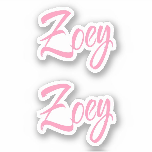 Zoey Nom décoratif en rose x2 Sticker (Devant)