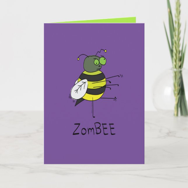 ZomBEE - Carte de vœux drôle d'abeille zombie Hall (Devant)
