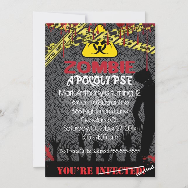 Zombie Apocalypse Halloween Invitation Anniversair (Devant)
