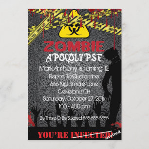 Zombie Apocalypse Halloween Invitation Anniversair