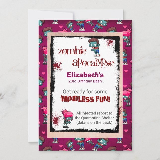 Zombie Apocalypse Thème Anniversaire Invitation de (Devant)