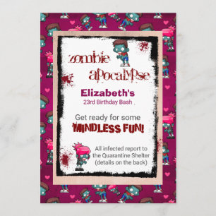 Zombie Apocalypse Thème Anniversaire Invitation de