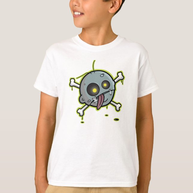 Zombie avec Crossbones Kids Blue Ringer T-shirt (Devant)