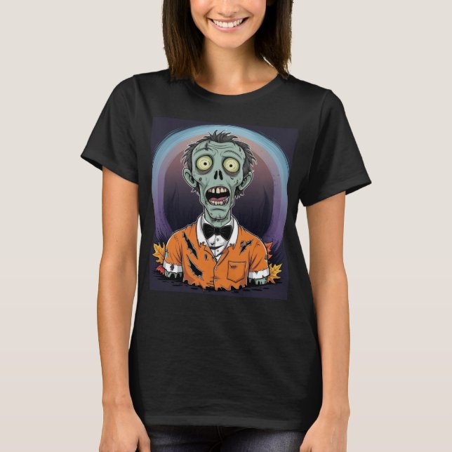 Zombie de Creepy Cartoon dans le T-shirt d'Hallowe (Devant)