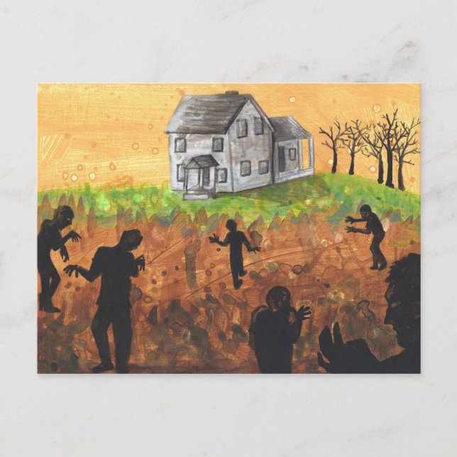 Zombie Ferme silhouette art sombre horreur carte p (Devant)