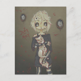 Zombie goth fille mignonne carte postale chat mort